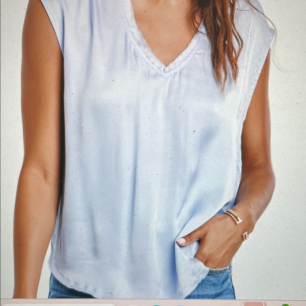 Dear John satin Women's Light Blue V-Neck Top